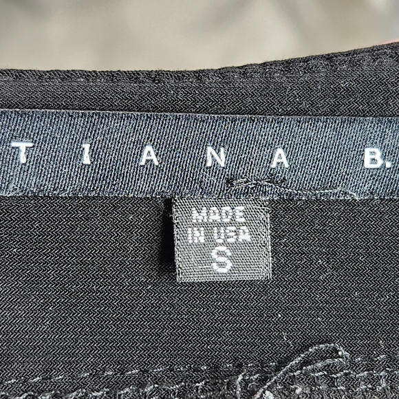 Tiana B. Black Yellow White Floral Short Sleeve Zipper Front Neck Dress Sz Small - Picture 7 of 8